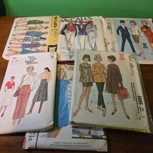 Womens sewing pattern mixed lot vintage 60s/70s skirt, dress, jacket unverified